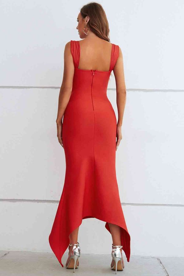 Ruched Sweetheart Neck Hem Detail Dress - Image 2