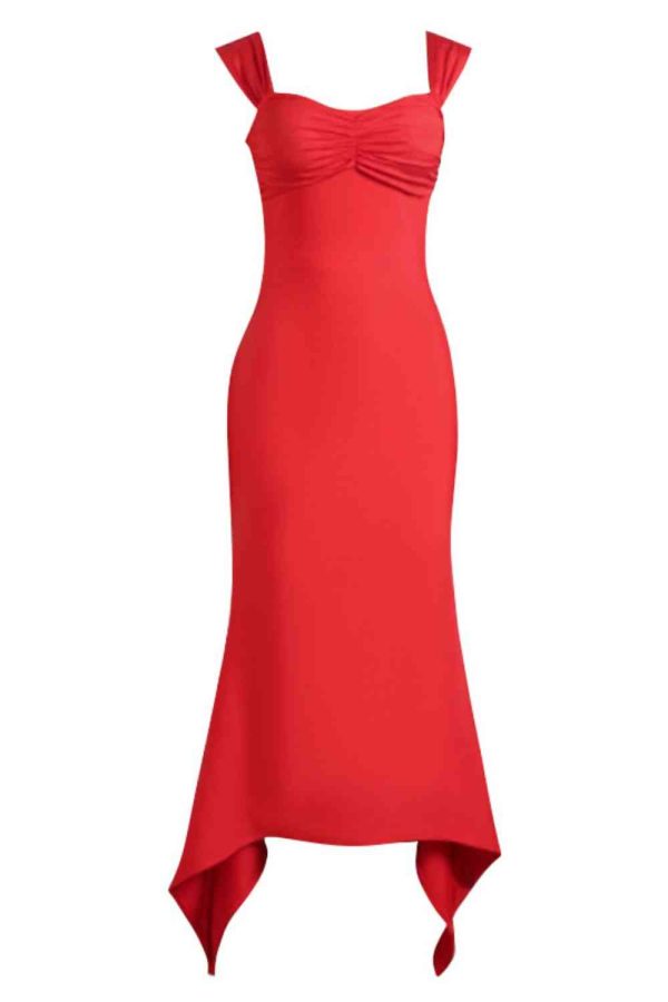 Ruched Sweetheart Neck Hem Detail Dress - Image 4